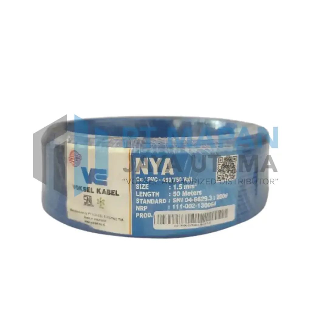 NYA 1 x 1.5 mm² Solid Blue - 450/750V @ 50 m Voksel