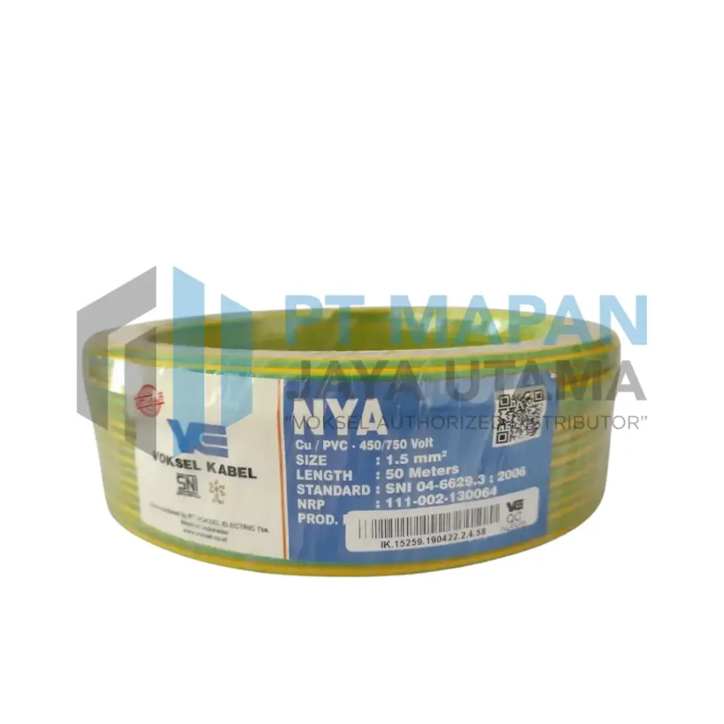 NYA 1 x 1.5 mm² Solid Y/G - 450/750V @ 50 m 